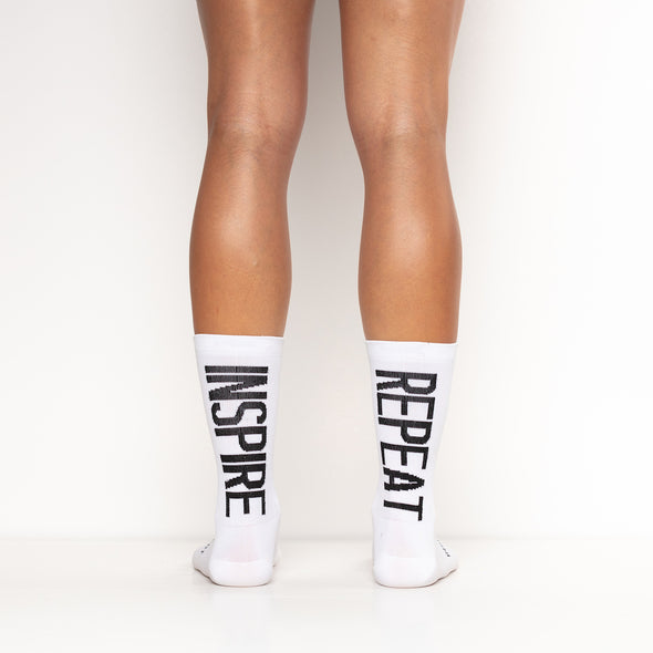 Inspirational cyclists socks in classic white