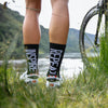Beautiful cycling socks in classic black with inspirational saying